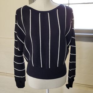 Express black and white strip knit sweater